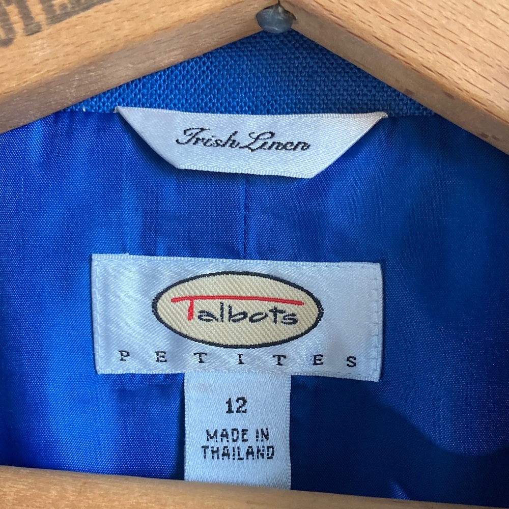Vintage 90s Talbots Petites Royal Blue Irish Linen Blazer Preppy Jacket sz 12P - Picture 5 of 12